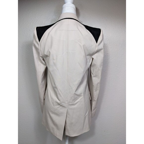 RACHEL ROY Womens Ivory Black Blazer Jacket Size 2 One Button Mid Length N27 - Picture 3 of 8